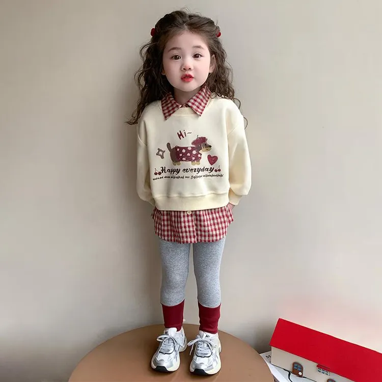 巴拉童年女童春装2025新款套装儿童洋气休闲女孩宝宝春季假两件时