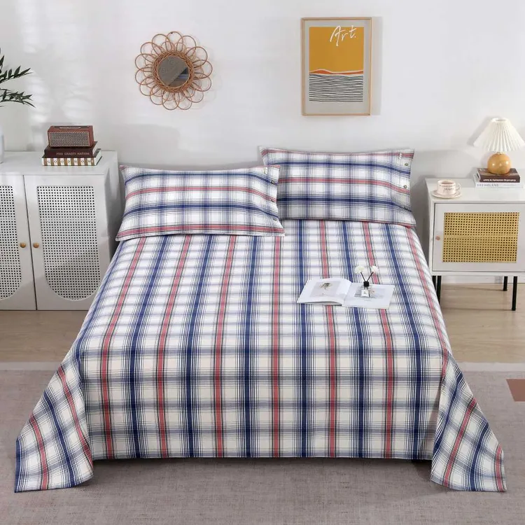 格子老粗布色织全棉色织透气棉枕民族风床