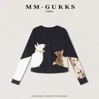 明明GUKKS『家宠』重工立体猫咪刺绣针织保暖软糯毛衣开衫款内搭