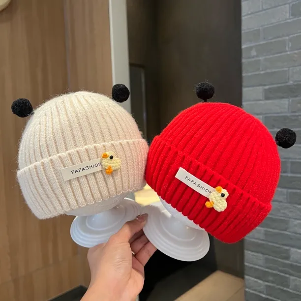 【小鸭叽来啦】婴儿帽子秋冬超萌小鸭触角针织帽男女宝宝加厚毛线帽