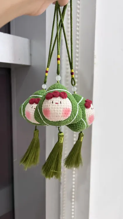 端午节粽子DIY钩织团子摆件钥匙扣挂件成品可爱毛线玩偶手工盲盒