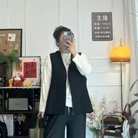 YZJ【法式氛围】时尚百搭大码气质英伦开叉韩版西装背心上衣外套女