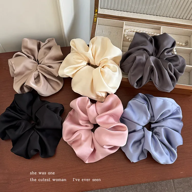 法式丝光缎面大肠发圈女头花头饰发饰2025新款皮筋扎马尾头绳发绳