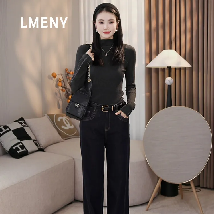 LMENY“珠光宝气”无缝一体！半高领烫钻无缝气质显瘦羊毛衫25DM009