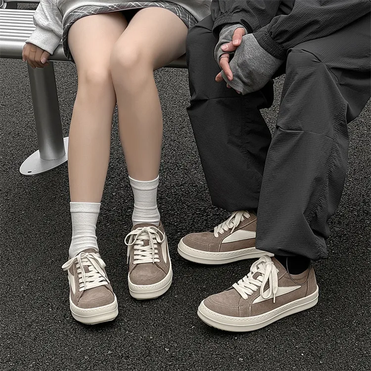 美式鞋子倒三角ro板鞋男士厚底内增高小众德训鞋情侣百搭板鞋灰色