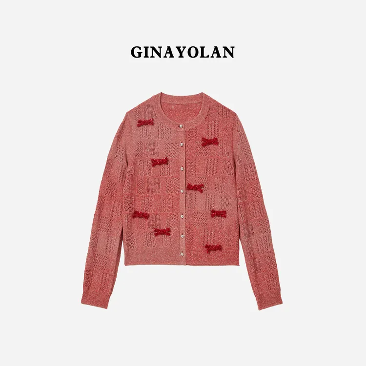 GINAYOLAN/瑾颜【设计师系列】休闲百搭春夏精致时尚针织开衫