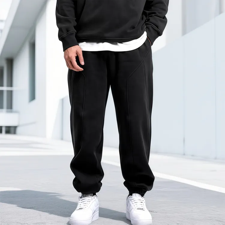 2025冬季新款男士休闲裤潮牌重磅加绒裤子男直筒型防风保暖运动裤