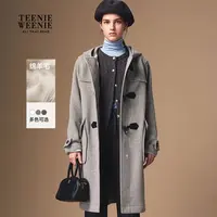 TeenieWeenie小熊25秋冬连帽复古牛角扣双面呢大衣TTJW254TW4B