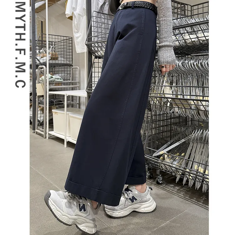 小个子巨好看的早秋裤子女秋冬季2025新款宽松九分弯刀奶奶阔腿裤