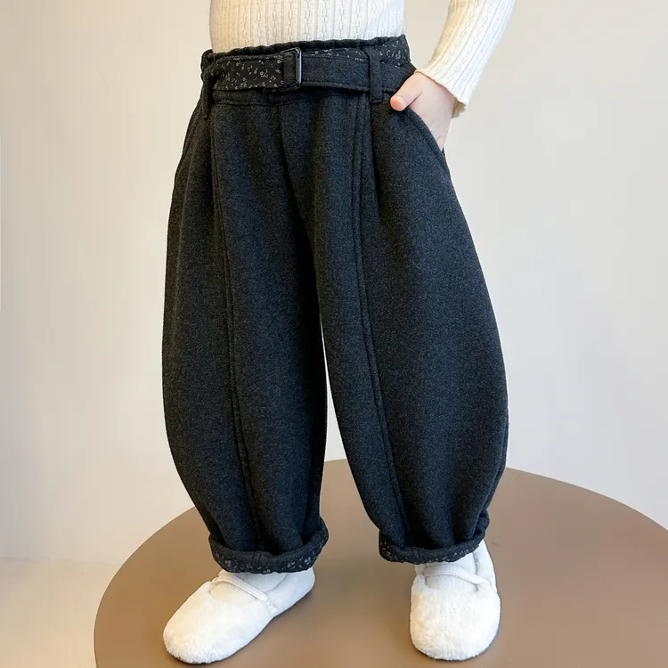 女童加绒弯刀裤秋冬2025新款儿童一体绒保暖裤宝宝炸街羊驼绒长裤