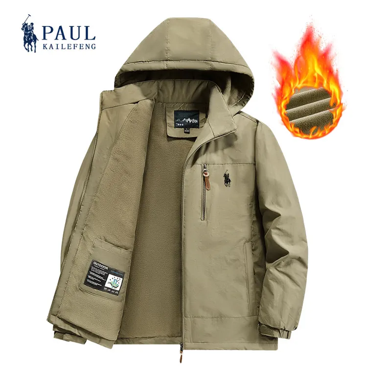 保罗凯乐枫冬季棉服大码休闲男加绒加厚防风防水外套冲锋上衣棉衣