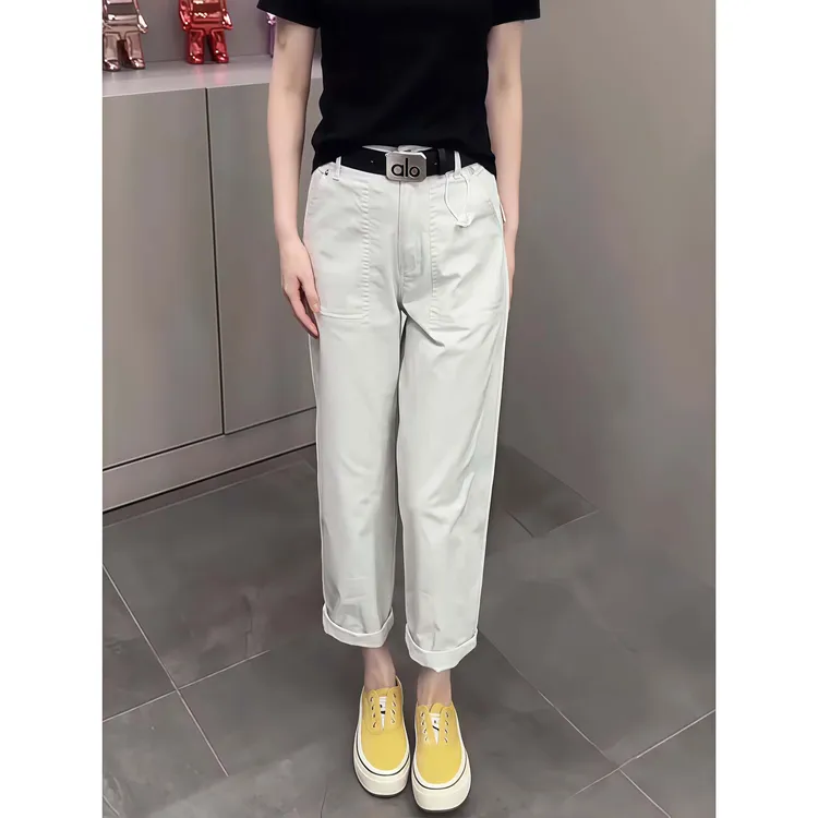 2025年夏季新款九分休闲裤女洋气百搭大码薄款遮肉显瘦直筒工装裤