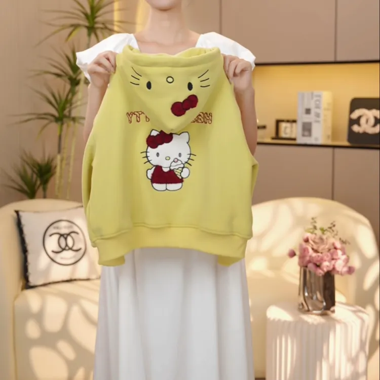 【糖宝魔豆】女童秋冬加厚外套新款洋气卡通棒球服女孩加绒连帽上衣