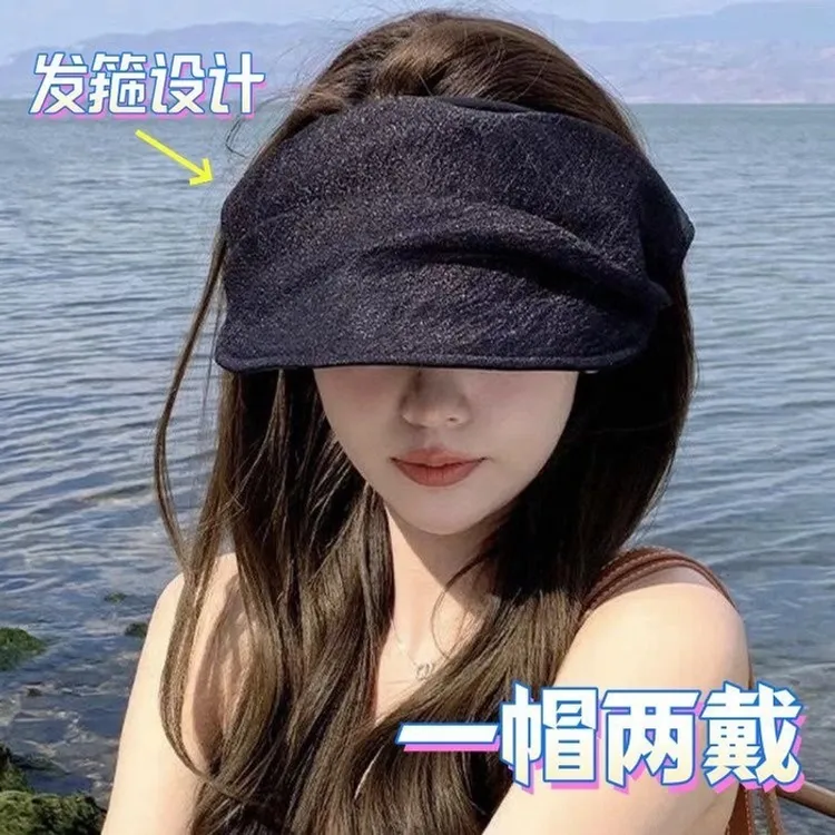 欧根纱蓬松网纱空顶帽夏季时尚遮阳防晒无顶帽子休闲遮脸防紫外线