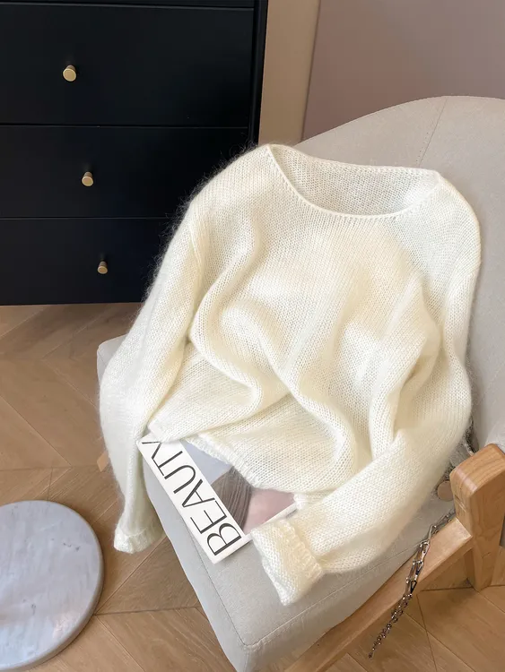 白色镂空针织罩衫秋装女爆款新款毛衣宽松千金清冷感贵系衣服上衣