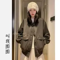圆圆【铜锣湾】百搭休闲翻领基础做旧感皮质感外套 YY 11606