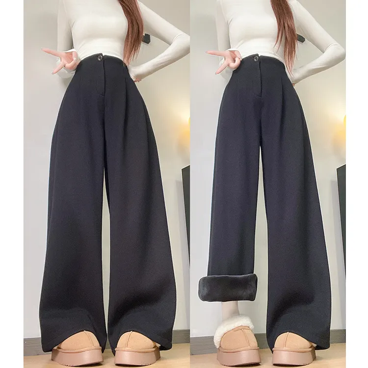 黑色糯米西装裤2025新款高腰显瘦松弛垂感软糯加绒秋冬女上班裤子