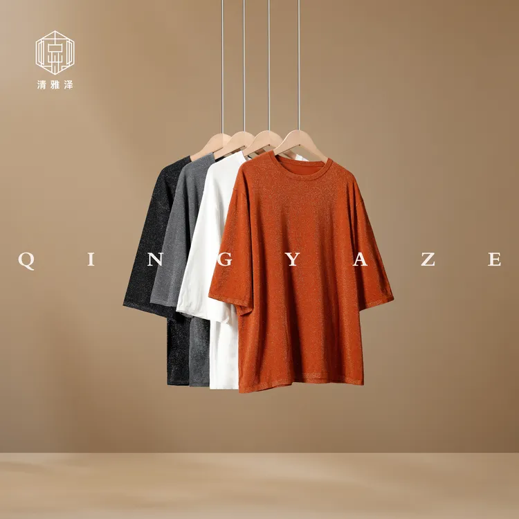 冰泉短袖！醋酸织金针织短袖！7752