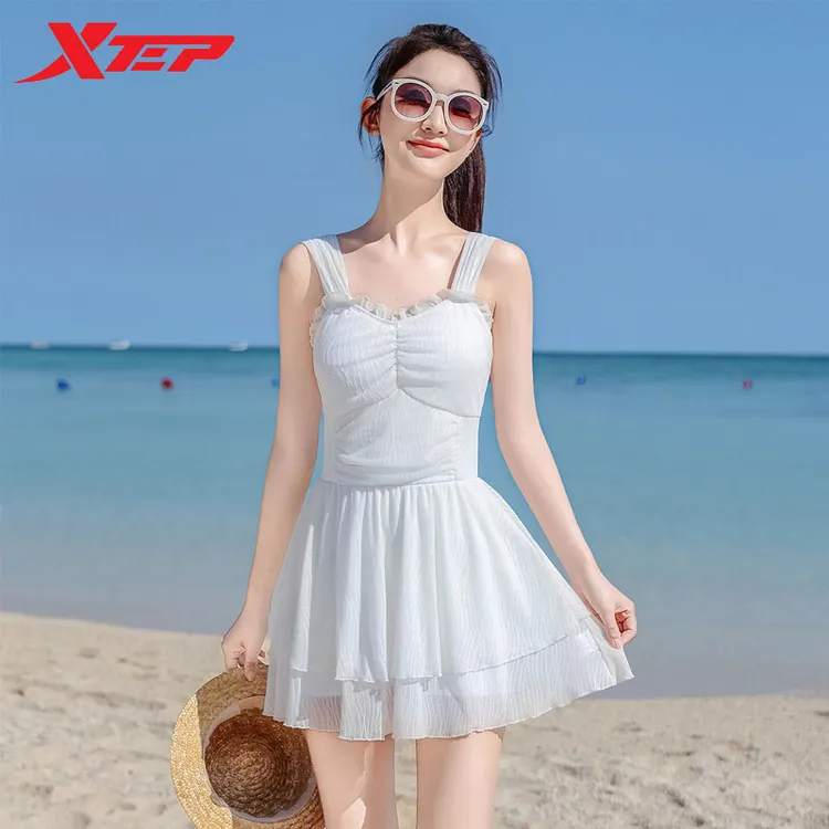 特步泳衣女2025新款性感显瘦连体遮肚女孩小胸聚拢度假海边吊带装