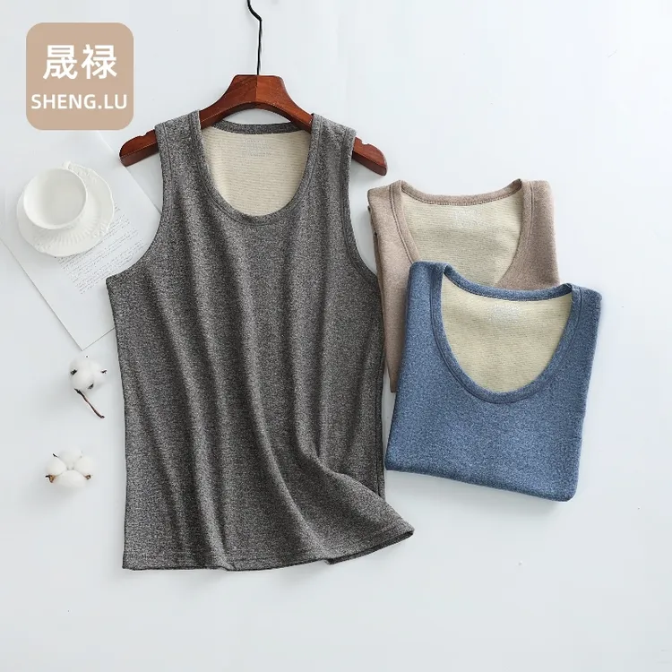  保暖背心【羊毛蚕丝】秋冬款男士双面德绒马甲内衣上装修身高弹