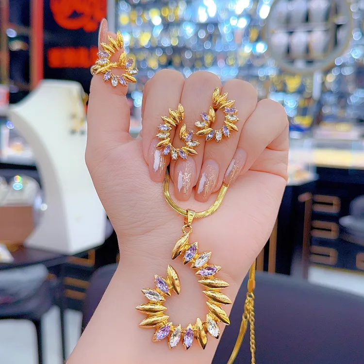 铜合金项链 爱纳扎尔新款0413001不易掉色时尚百搭欧美金色三件套