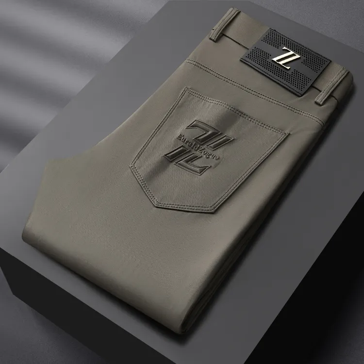 轻奢五袋款男装薄款休闲裤春夏季弹力水洗修身小直筒商务长裤子男