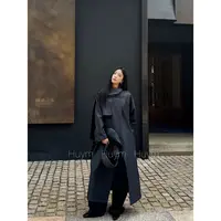 宇苗huym  气质飘带韩系高级设计感长款风衣垂感ins  WT0096