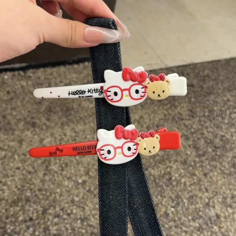 日系可爱kitty发夹大号鸭嘴刘海发夹卡通甜美少女凯蒂发饰收纳