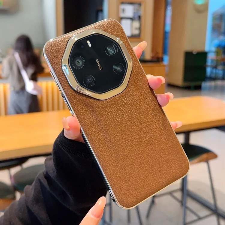 适用华为Mate80RS非凡大师手机壳电镀肤感荔枝纹简约商务防摔保护