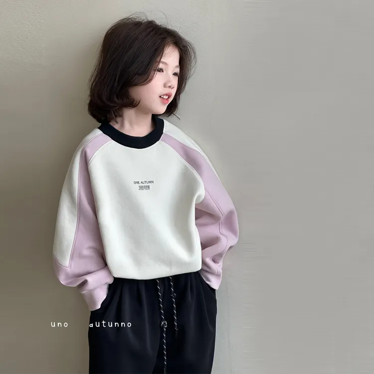 现货「UNO AUTUNNO」【信息时代】云舒絨女中大童印花撞色卫衣C06