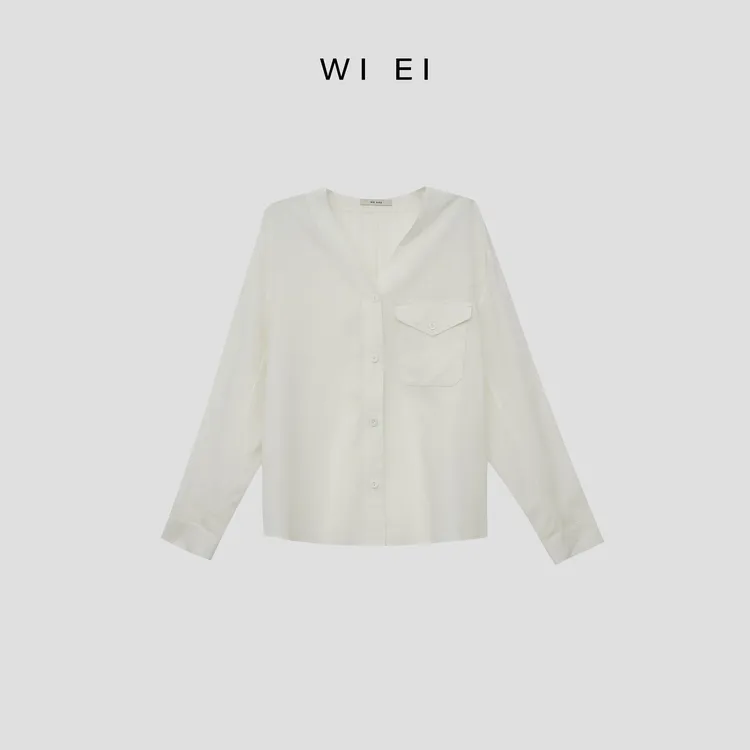 《WI EI》 天丝亚麻V领  超绝凉感 气质衬衫 23199