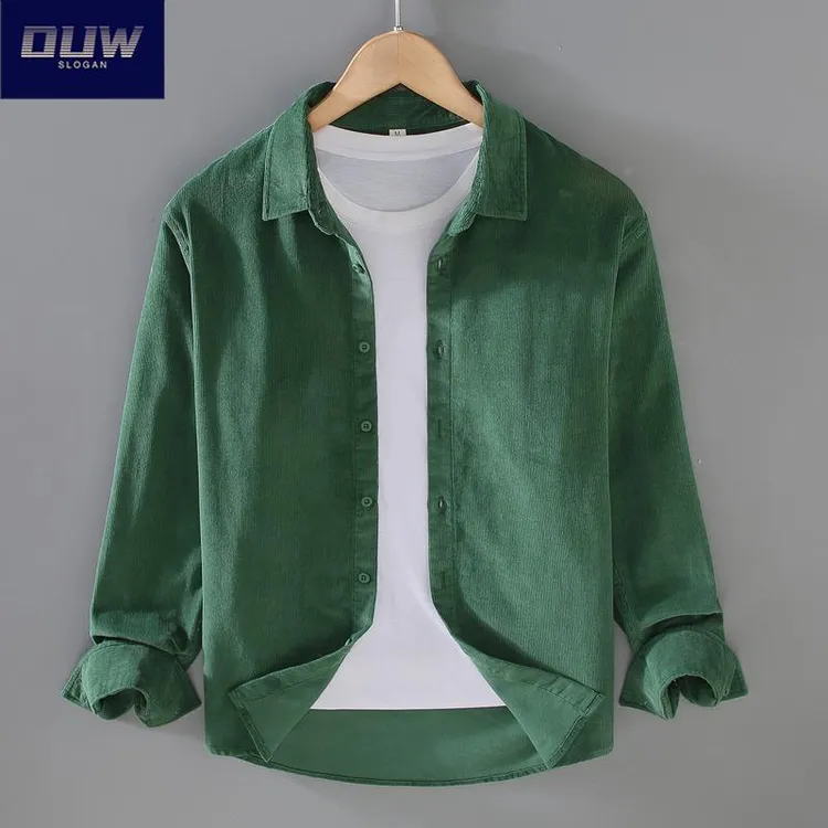 O.U.W日系复古灯芯绒长袖衬衫男士初秋上衣寸衫文艺休闲纯棉衬衣