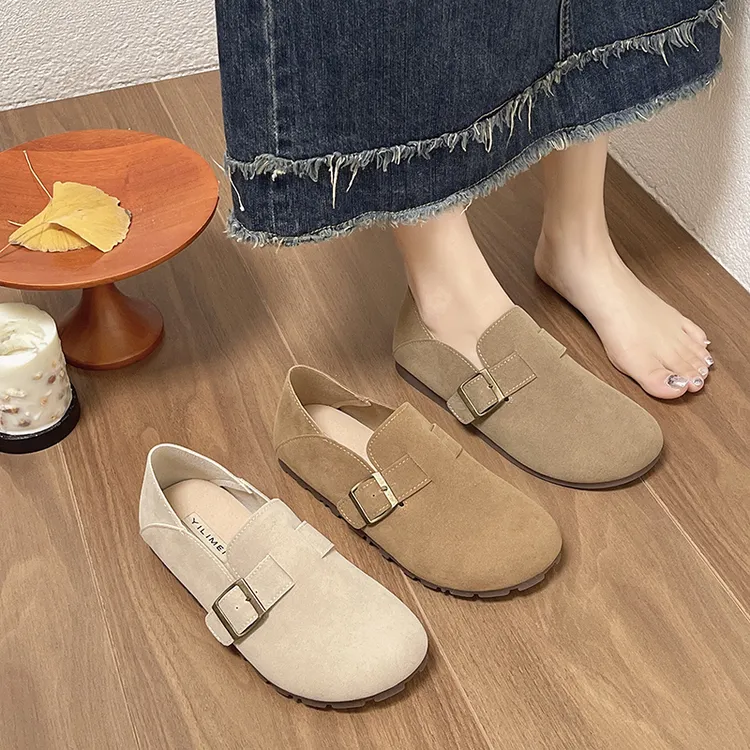 全包勃肯鞋薄款2025春季新款平底百搭复古休闲懒人一脚蹬软底单鞋