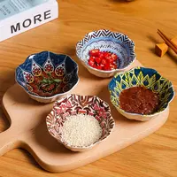 波西米亚复古彩绘陶瓷调味碟小碟子商用日式小碟子家用小料零食碟