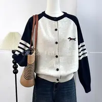 飞飞家~韩国小狗开衫！！撞色插肩袖~减龄学院风#T186燕麦毛衣女