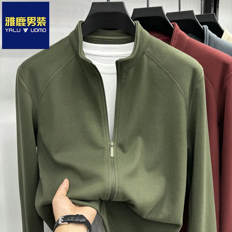 雅鹿男装含桑山羊绒秋冬季新款户外冲锋衣内胆保暖舒适纯色外套潮