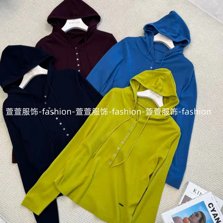 【萱萱服饰】Z1333秋季季百搭针织连帽毛针织衫时尚带帽长袖针织衫