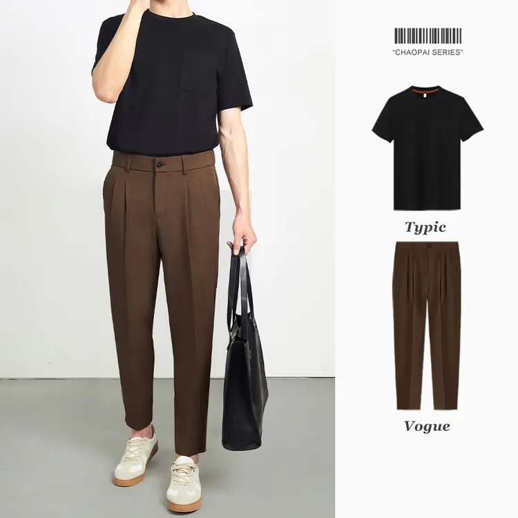 套装男款高级感短袖t恤搭配时尚休闲商务西裤显高显瘦男款裤子