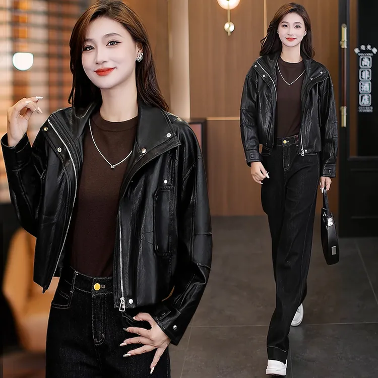 秋季韩版短款皮衣女2025春秋新款少女风休闲水洗皮拉链百搭皮夹克
