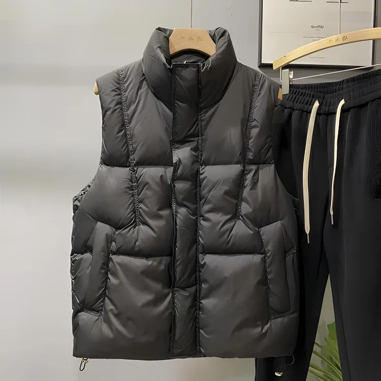 冬季男士工装轻薄羽绒马甲美式痞帅休闲加厚保暖防水免洗坎肩背心