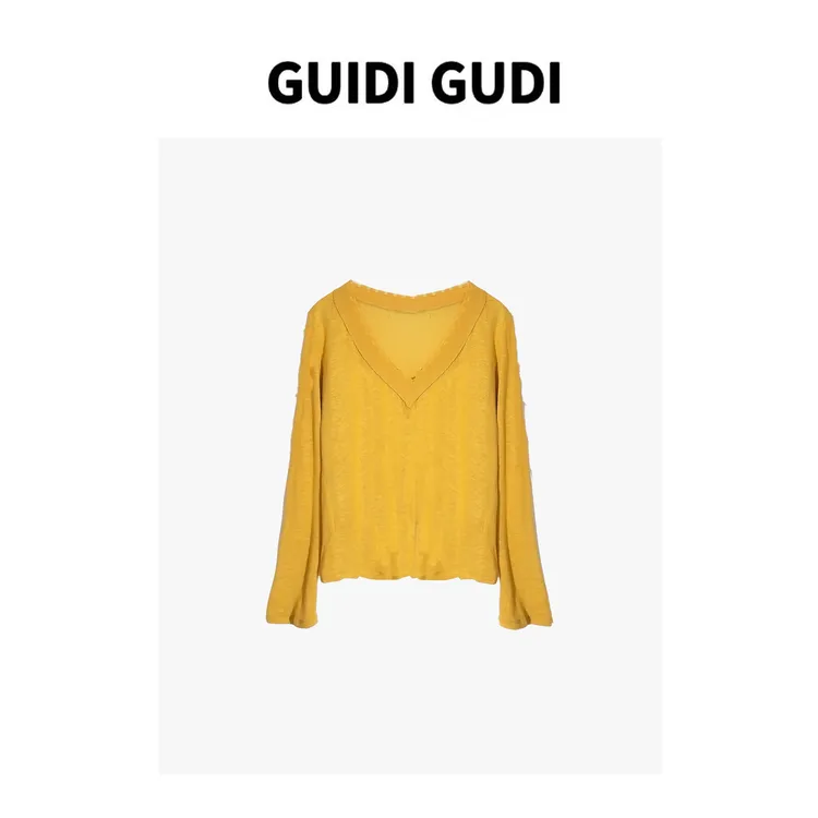 GUIDI GUDI【有何不可】百搭时尚休闲长袖上衣T恤