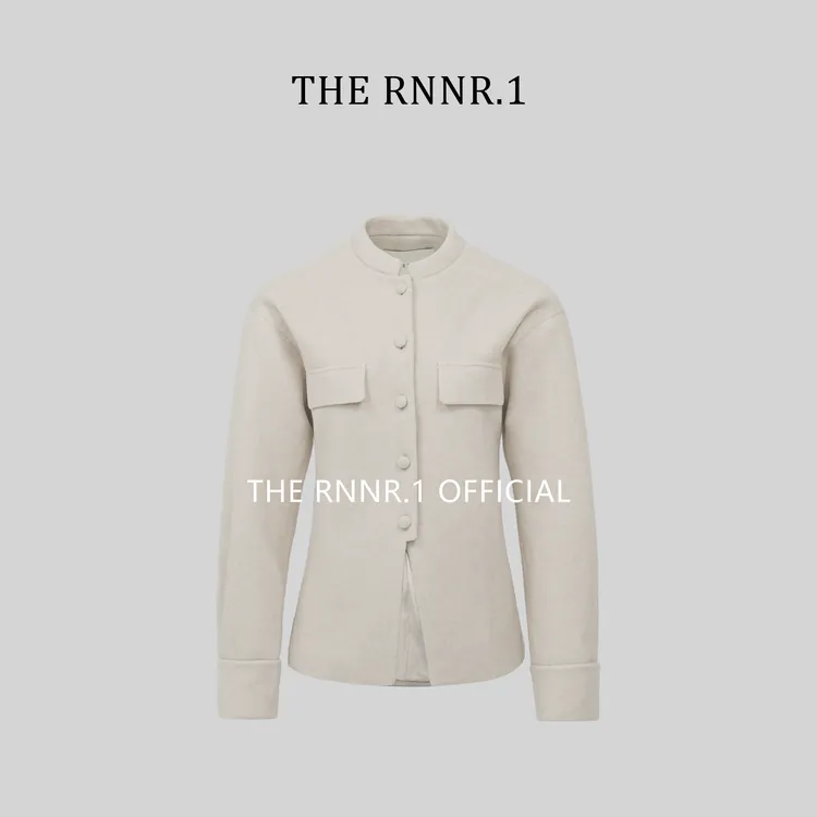 THE RNNR.1法式 白色 小立领 收腰系带 天丝羊毛外套