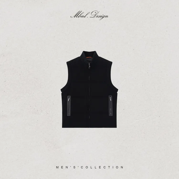 MBNL-F「雪松柔感」秦磊男装90白鹅绒羊皮口袋马甲LL-WMJ6009