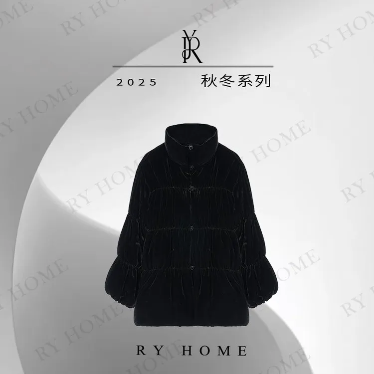 【容雨RYHOME】100%桑蚕丝高端气质中式90白鹅绒服254YF1539