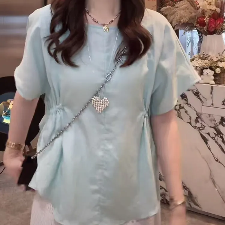 法式轻奢女装洋气时髦气质衬衫夏季薄款设计感衬衣时尚宽松短袖