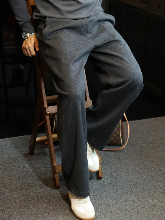 简素Design380g太空棉抽绳弯刀卫裤男宽松休闲裤运动直筒长裤冬