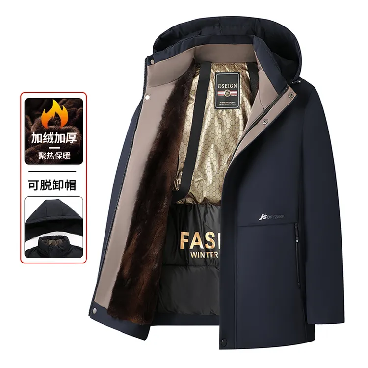 冬季中老年派克服男士加绒加厚棉衣爸爸防风保暖棉服防寒宽松外套
