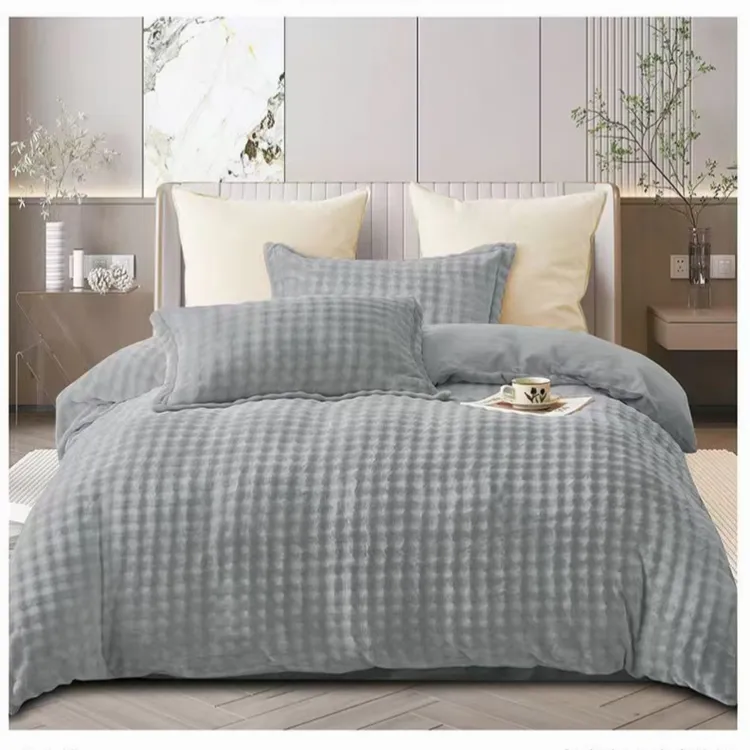 牛奶绒泡泡绒四件套双面加绒加厚冬季宿舍保暖床上用品