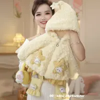 【加厚】儿童装女童冬季女宝可爱连帽加绒星星人毛毛衣棉服251225