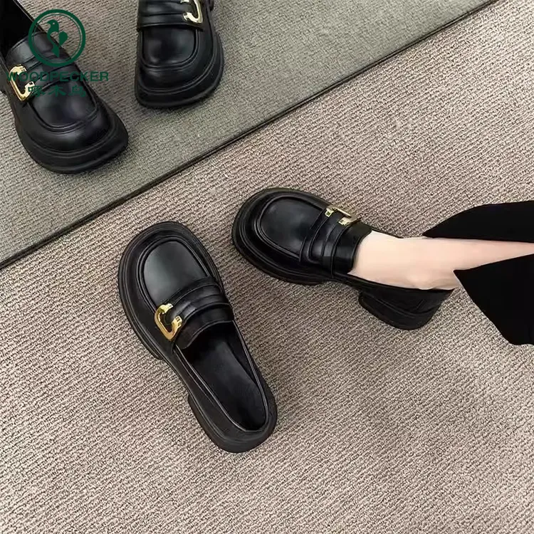啄木鸟英伦厚底小皮鞋女2025春季新款小众乐福鞋法式复古玛丽珍鞋